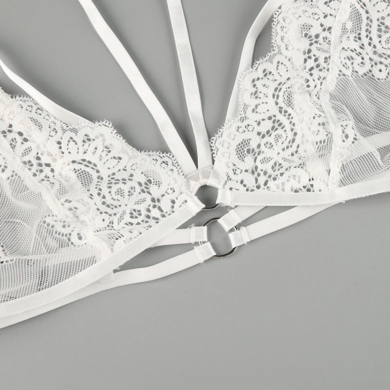 Missomo Для женщин Кружево Push Up Бретели для нижнего белья Bralette пикантные однотонные белый назад Синтетическое закрытие волос Кружево до Sheer trim Ультра тонкие дышащие бюстгальтер без косточек