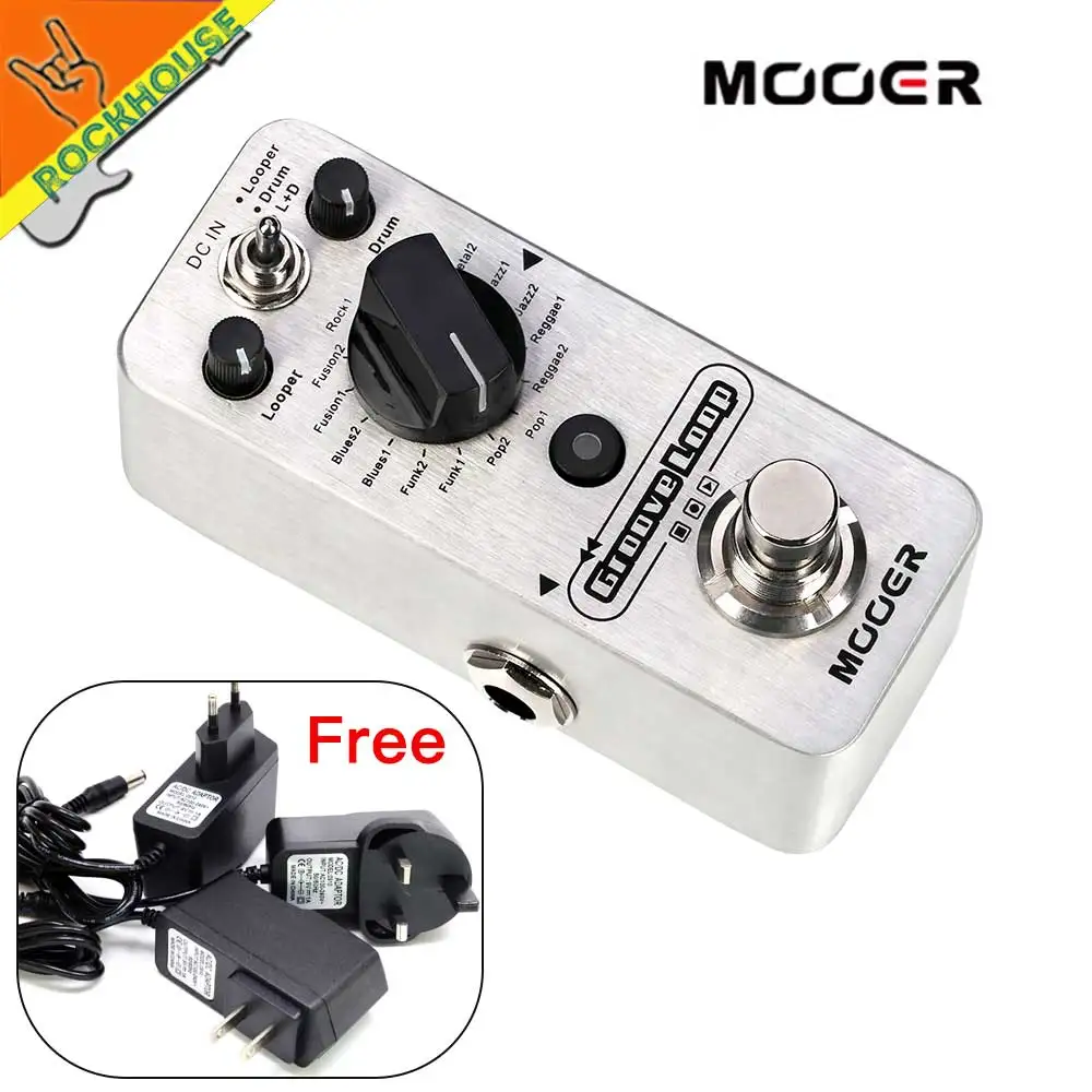 

Mooer Groove loop Guitar Effects Pedal Looper Pedal 20 minutes Recording Time with Drum Patterns unlimited recording round