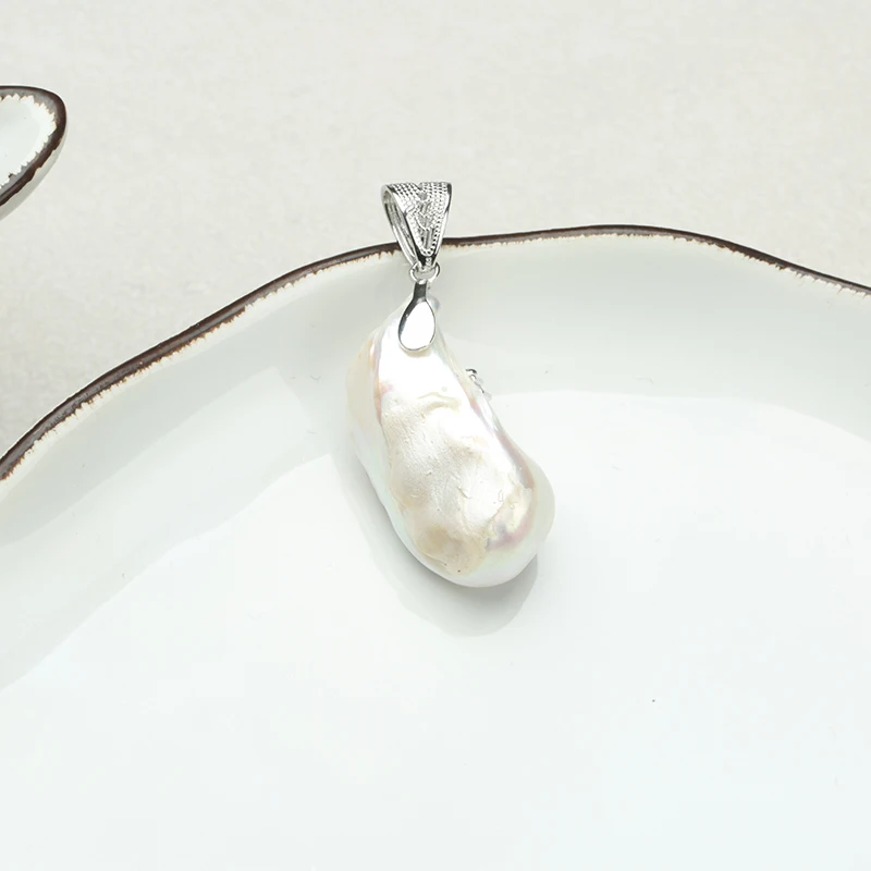 925 пробы Серебряное ожерелье в стиле барокко с подвеской в виде цветка и жемчуга 20-36 мм, ювелирные изделия из белого жемчуга для женщин, классическое новое поступление