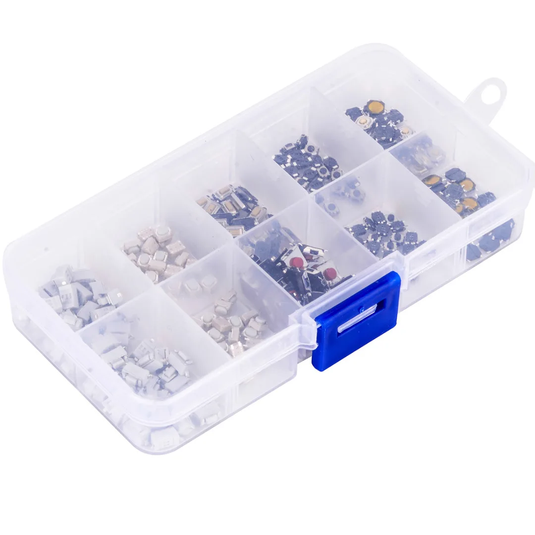 250pcs/box Mixed Tactile Touch Push Switch Kit 10 Types Mayitr Car Remote Control Button Microswitch For Electronic Products