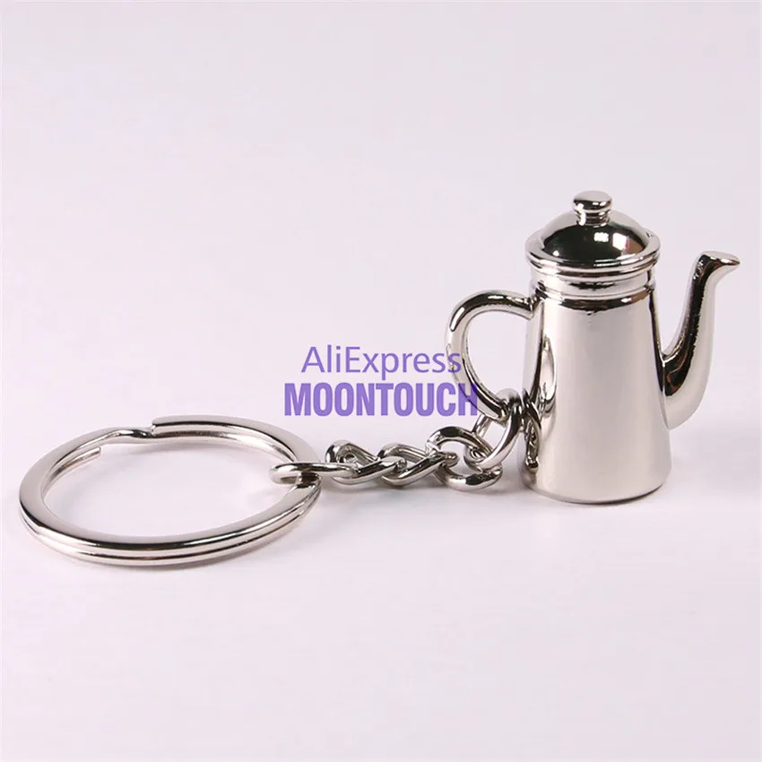 Silver Pot 3x1.6cm Пара аксессуары для приготовления эспрессо кофе брелок мини кофе вскрытие красивый кофе брелок кафе подарок для кофе брелок для влюбленных - Цвет: Silver Pot 3x1.6cm