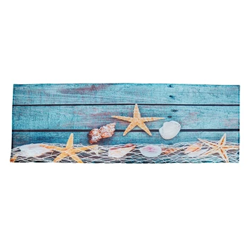 

Retro Blue Wood Flooring Fishing Net Conch Shells Starfish Nautical Non-Slip Decorative Bath Mats Rugs For Bathroom Shower Acc