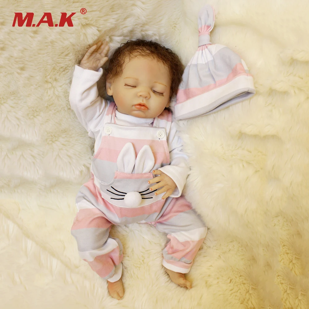 

45CM Bebe Dolls Sleeping Baby Doll Reborn Silicone with Curly Short Hair Girls Children Toys Gifts