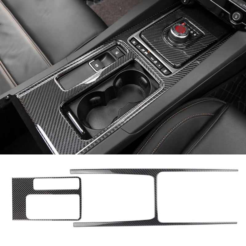 

For Jaguar F-PACE 2018-2019 Soft carbon fiber Gear panel trim cover decorative sticker 2pcs Car styling accessories