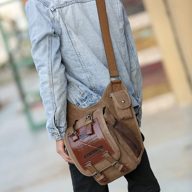 Bolsos cruzados de lona para hombre bandoleras masculinas de