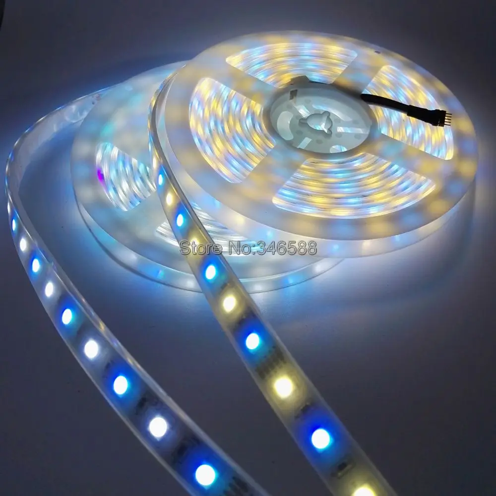 5 м 12В 5050 RGBW Светодиодная лента IP66 Силиконовый водонепроницаемый RGB + белый теплый