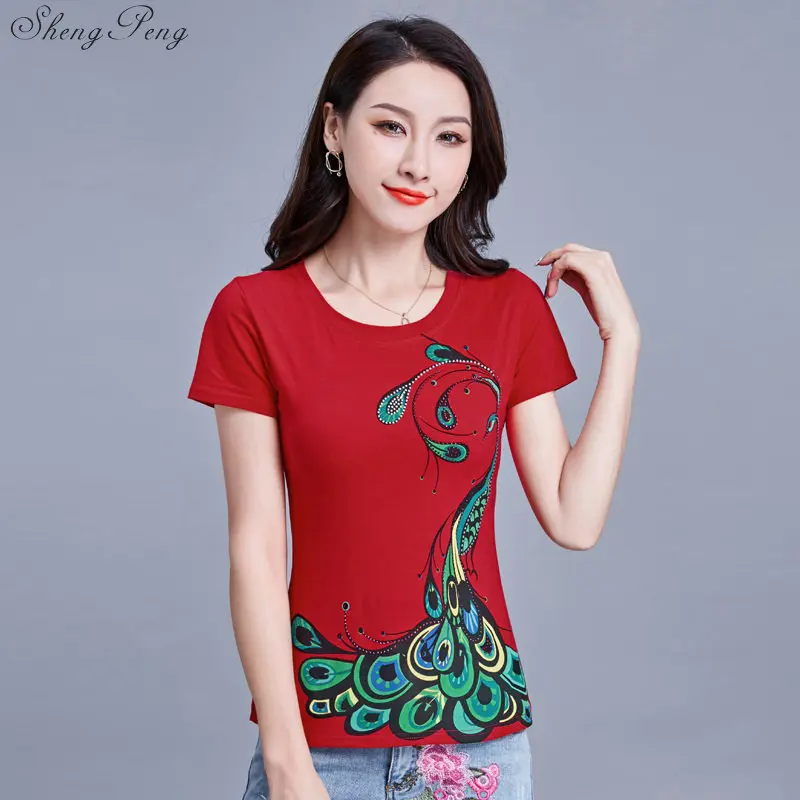 

2019 New retro Chinese Women Cheongsam Tops Qipao Tops Traditional Classic Short Sleeves Qipao Blouse G130