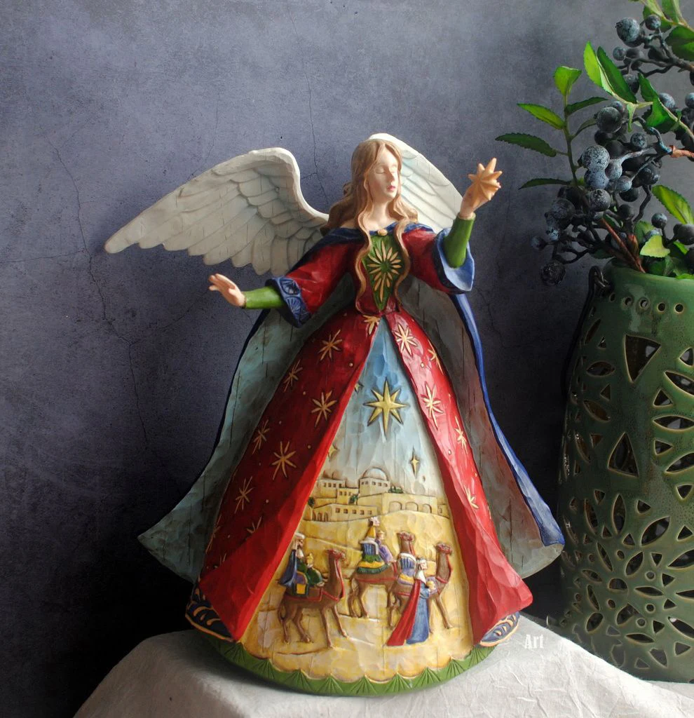 

American hand-painted three-dimensional retro picked star angel resin statue home decoration desktop crafts birthday gift