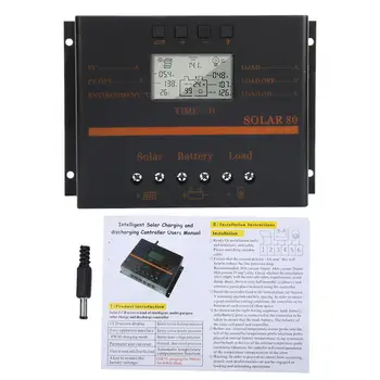 

12V 24V Auto 80A PWM Solar Charge Controller Solar Panel Charge Regulator LCD Display Solar80 New