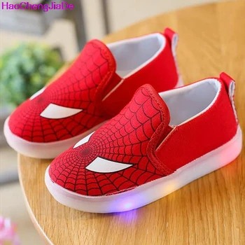 

HaoChengJiaDe Children Lamp 2018 Spring Autumn New Canvas Shoes Soft Leisure Cartoon Boys Bright Leds Shoes Kids For Girls 046