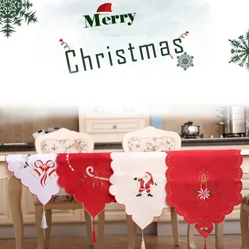 

Christmas Decoration For Home Christmas Table Runner Holiday Xmas Party Embroidered Tablecloth Banquet Decor 40x170cm