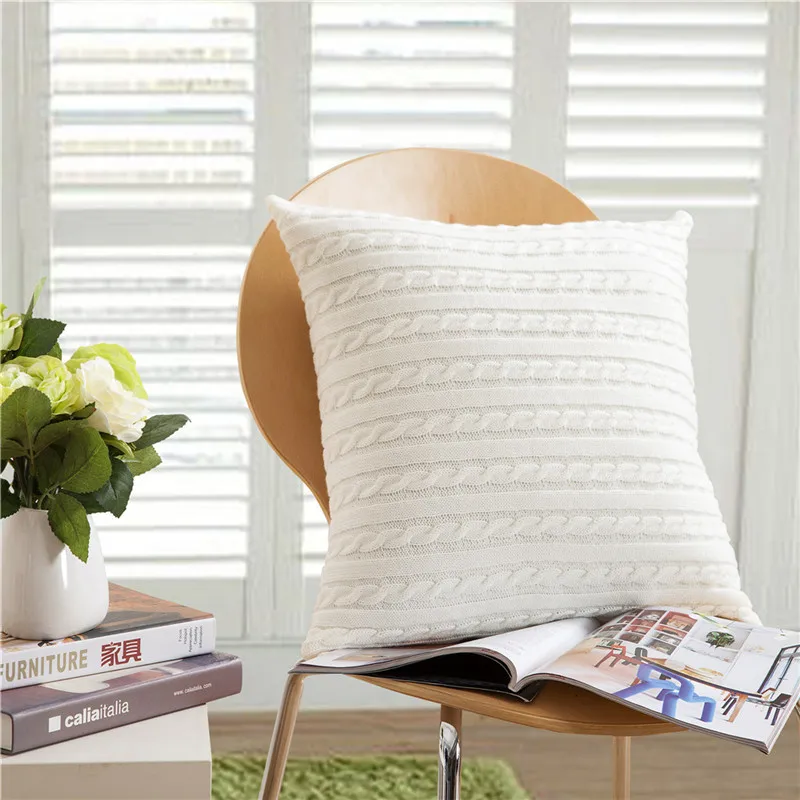 

Wool Knit Twist Cushion Double Sided American Country Style Pillowcase without Core