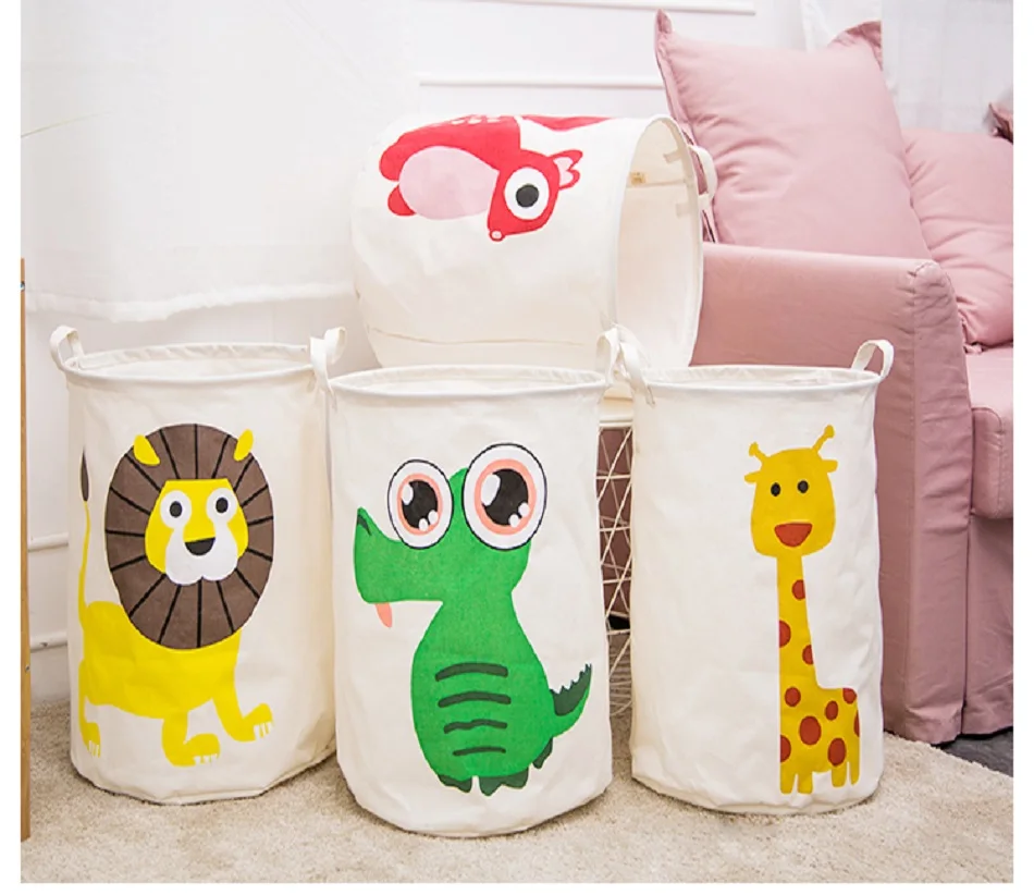 Folding Laundry Basket Cartoon Storage Barrel Standing Toy Clothing Storage Bucket Laundry Organizer Holder Pouch for Kids gift