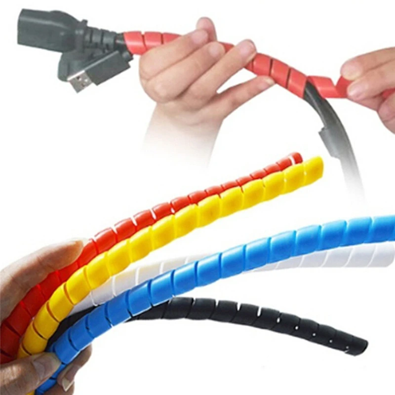 1m 10mm//14mm Spiral Wire Organizer Wrap Tube Flame retardant Cable Casing SleeON