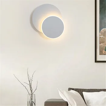

Nordic Adjustable Round Wall Sconce Modern LED Moveable Bedside Lamp Light For Room Bedroom Living Aluminum White Black Color