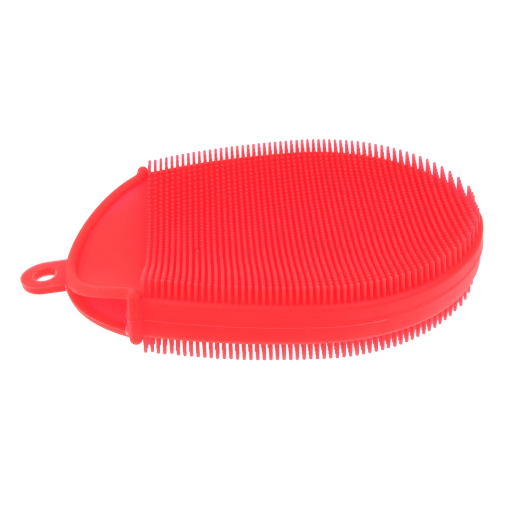 Silicone Massage Bath Glove Brush Shower Exfoliating Body Massage Scrubber Red / Orange / Pink / Blue