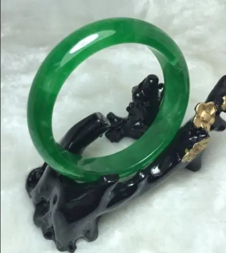 

Hot sale Free Shipping>>>>>59mm Certified Natural Beautiful Green Jadeite Jade Bangle Bracelet Handmade
