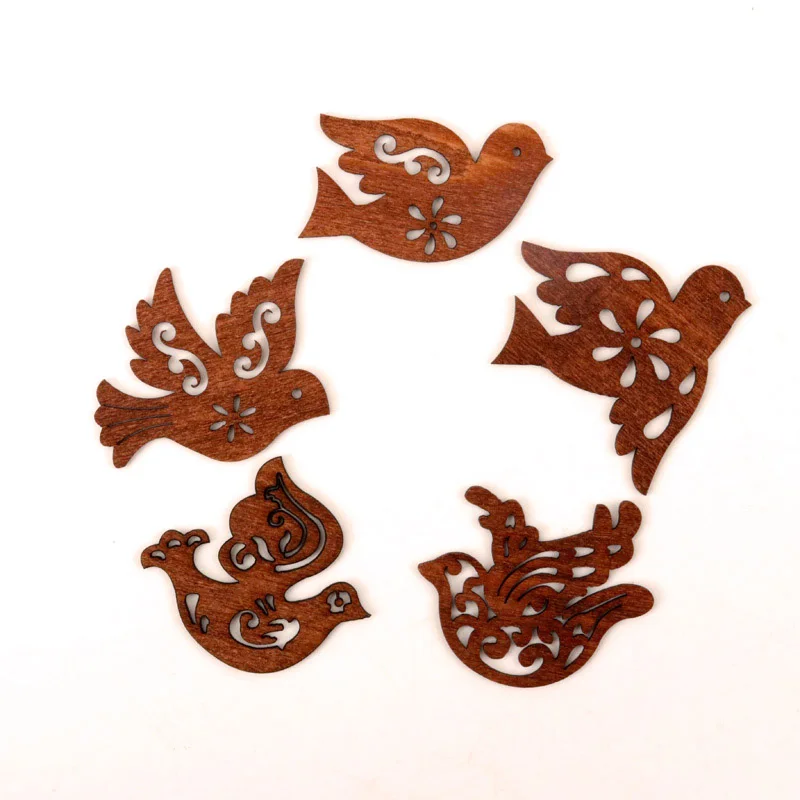 

Cute Pigeon Pattern Wooden Scrapbooking Paitning Craft Handmade DIY Accessory Home Decoration DIY 44-50mm 10pcs