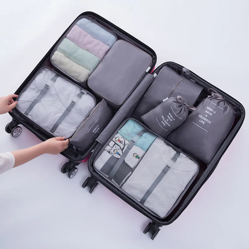 8PCS/Set travel organizer bag High Quality 8 pieces set luggage clothes underwear finish bag travel classification storage bag