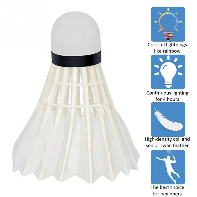 4 piezas luces LED Badmintons Shuttlecock bádminton LED interior/exterior Durable ligero deportes suministros para noche 4 piezas luces LED Badmintons Shuttlecock bádminton LED interior/exterior Durable ligero deportes suministros para noche