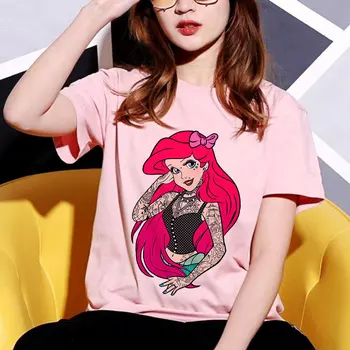 Nueva camiseta divertida de Verano con estampado de Blancanieves de princesas, Camisetas casuales de dibujos animados Harajuku para Mujer, Camisetas para Mujer, Verano 2019
