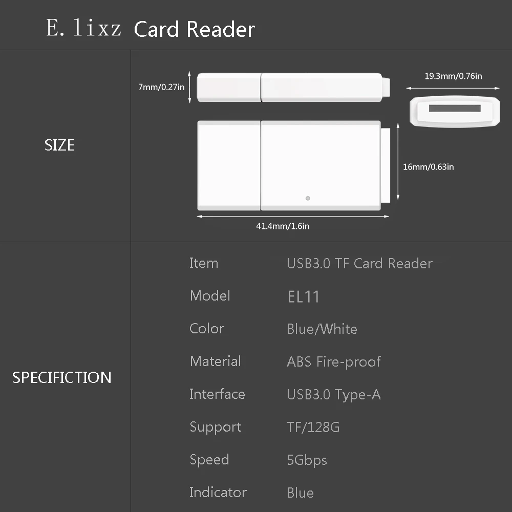 2017 один продажи Pen Drive cardreader E. lixz Mini Card Reader мобильный телефон Планшеты ПК USB 3.0 5 Гбит для Micro TF флэш-памяти
