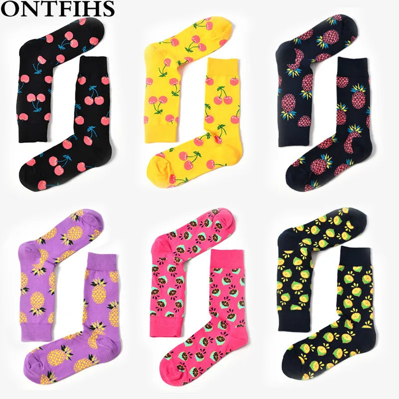 5pairs/Lot Happy Sock Fruits Gradient Colors New Cotton Men Women Socks