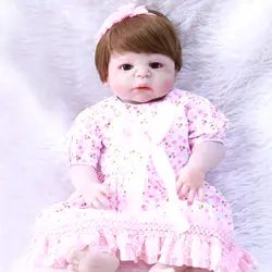 Реалистичный младенец Возрожденный силикон средства ухода за кожей 55 см коричневые волосы куклы детские моделирование кукла для игры в