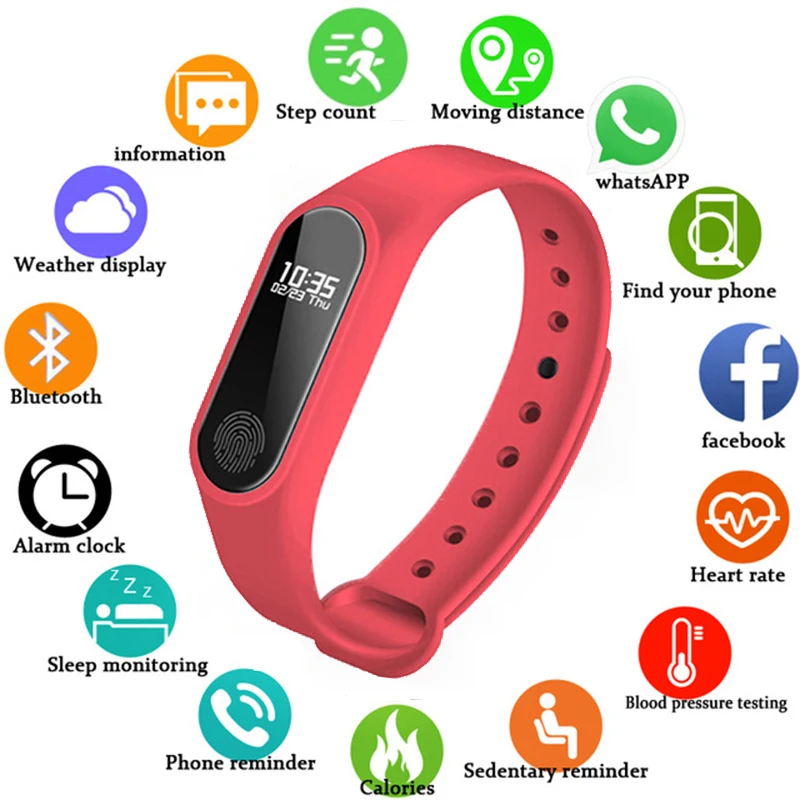 New M2 smart fashion sports watch fitness running tracker bracelet step blood pressure monitor with men and women children