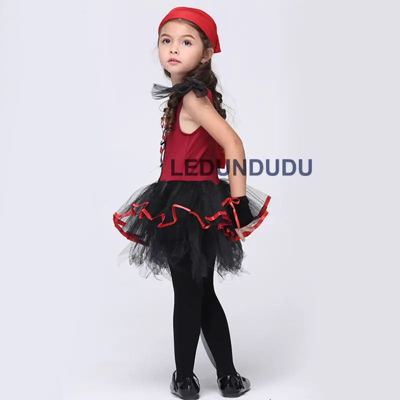 Hot Kids Halloween Carnival Cosplay Pirate Costume Girls Fancy Party Outfits Children Princess Dress  (8)