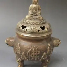 5," изысканная медная ручка в китайском античном стиле статуя Будды курильница