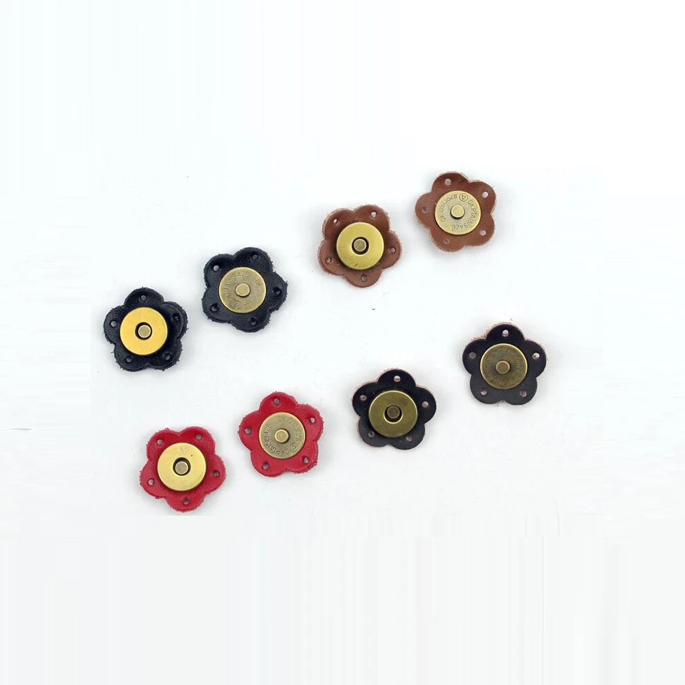 

NEW 5PCS Bag Magic Buttons Leather Bag Buckle Flower Handmade Wallet Card Pack Buckles with Holes for DIY Handbag Accessories