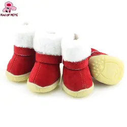 Высокое качество теплые зимние Красный Рождественский фестиваль обувь для собак для домашних щенки собака сапоги