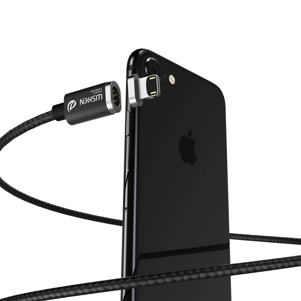 WSKEN, 2 в 1, магнитный кабель для iPhone x, 8, 7, 6, 5 и микро USB устройств, быстрая зарядка, магнитное зарядное устройство, USB кабель, 1 м