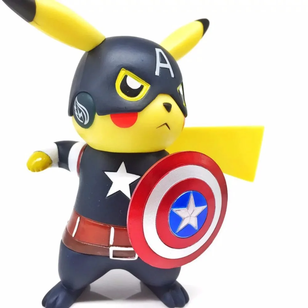 

J.Ghee Pikachu Cos Captain America PVC Figure Collectible Model Toy 15cm Boxed