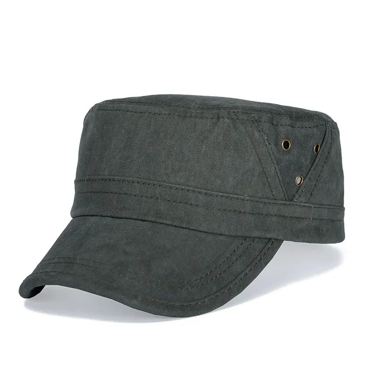 Весна лето винтажный промытый Повседневный хлопок плоский Топ армейские кепки шапки военные для мужчин сплошной черный зеленый регулируемый головной убор - Цвет: ArmyGreen