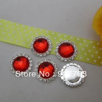 

(CM411 17mm) 100 Pcs Red Round Rhinestone Crystal Shank Button Sewing Craft