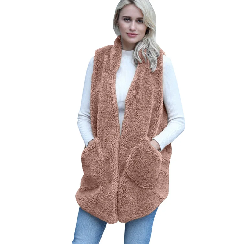 Faux Fur Sleeveless Vest Waistcoat Wrap Jacket Fashion Women Warm Coat