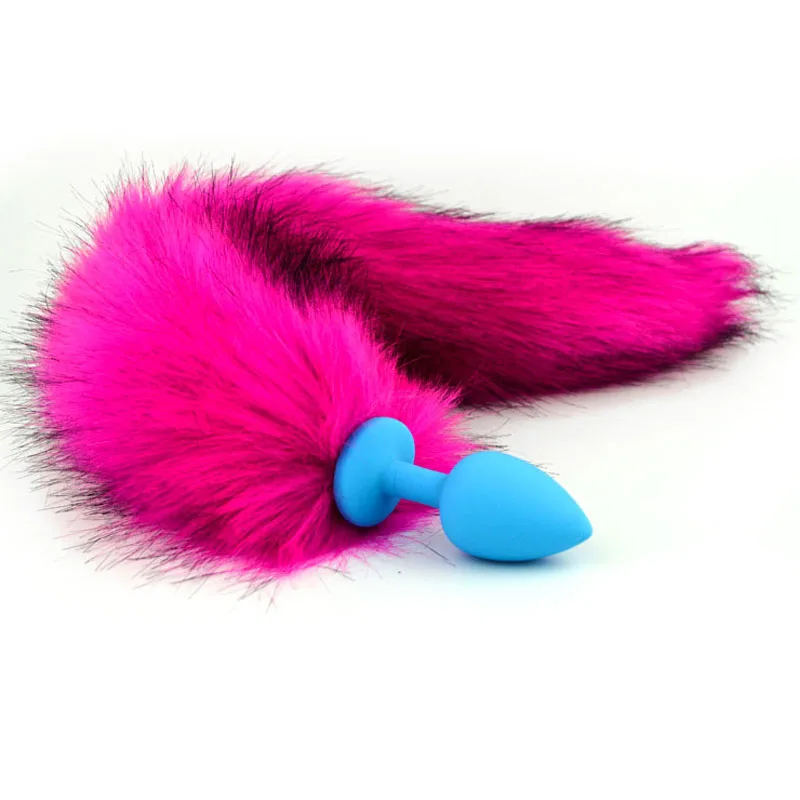 Blue Silicone Anal Plug Animal Tail Adult Sex Toys Fo