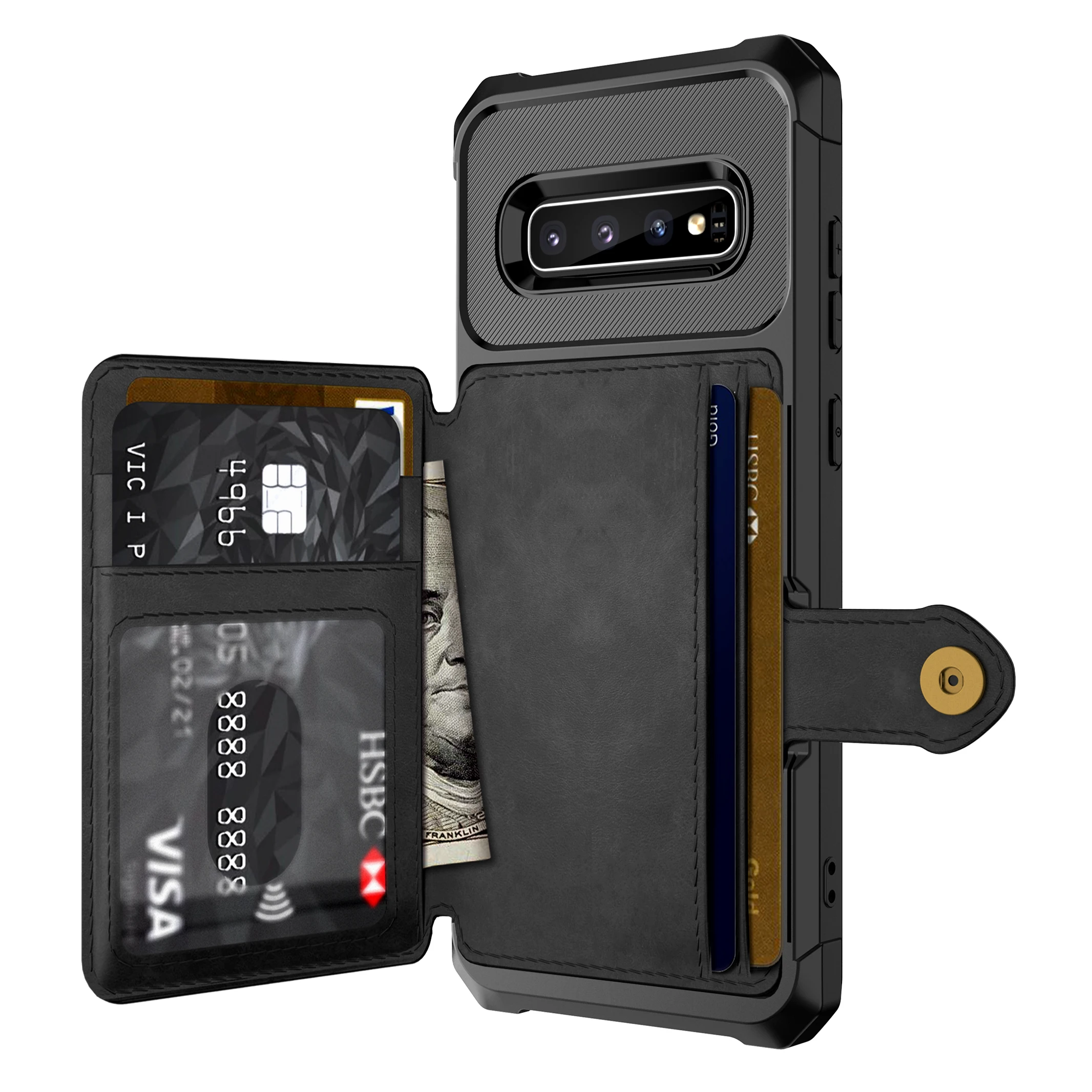Делюкс многофункциональный кожаный бумажник чехол для samsung Galaxy S10 плюс S10e держатель для карт Гибридный Силиконовый бампер чехол на заднюю панель