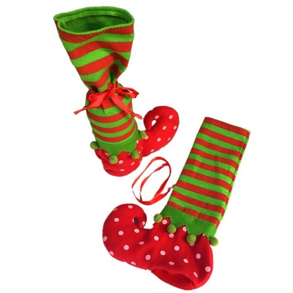 1PCS Lovely Xmas Santa Claus Elf Boot Shoes Stocking Christmas Decoration Hanging Candy Bag Gift Good In Design Hot Seller
