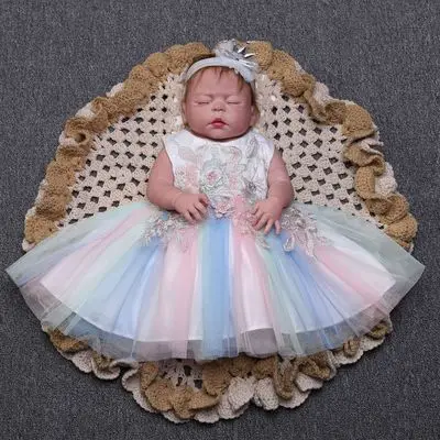 

2019 Summer Baby Girl Dress Colorful Tutu Dress for Newborn Baby Tulle Baby Girl Party and Wedding Dress