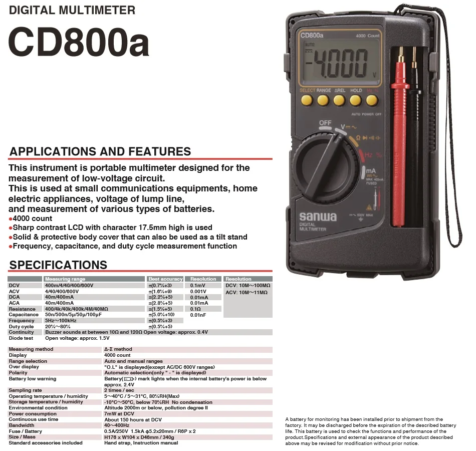 Японский Цифровой мультиметр CD800a/CD800b/CD800F