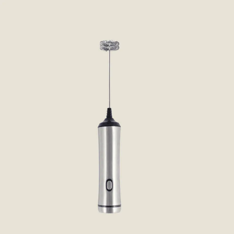 USB Chargeable Double Spring Whisk Head Electric Milk Frother Stainless