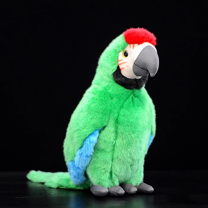 12" Lifelike Handcrafted Great Green Macaw Plush Toys Soft Parrot Plush