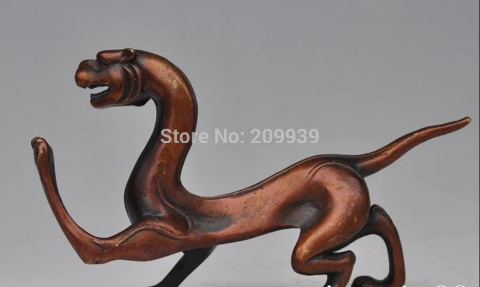 

huij 005609 Chinese Collect Old Bronze Mythical beasts Geomancy Evil spirits Tiger Statue (A0321)