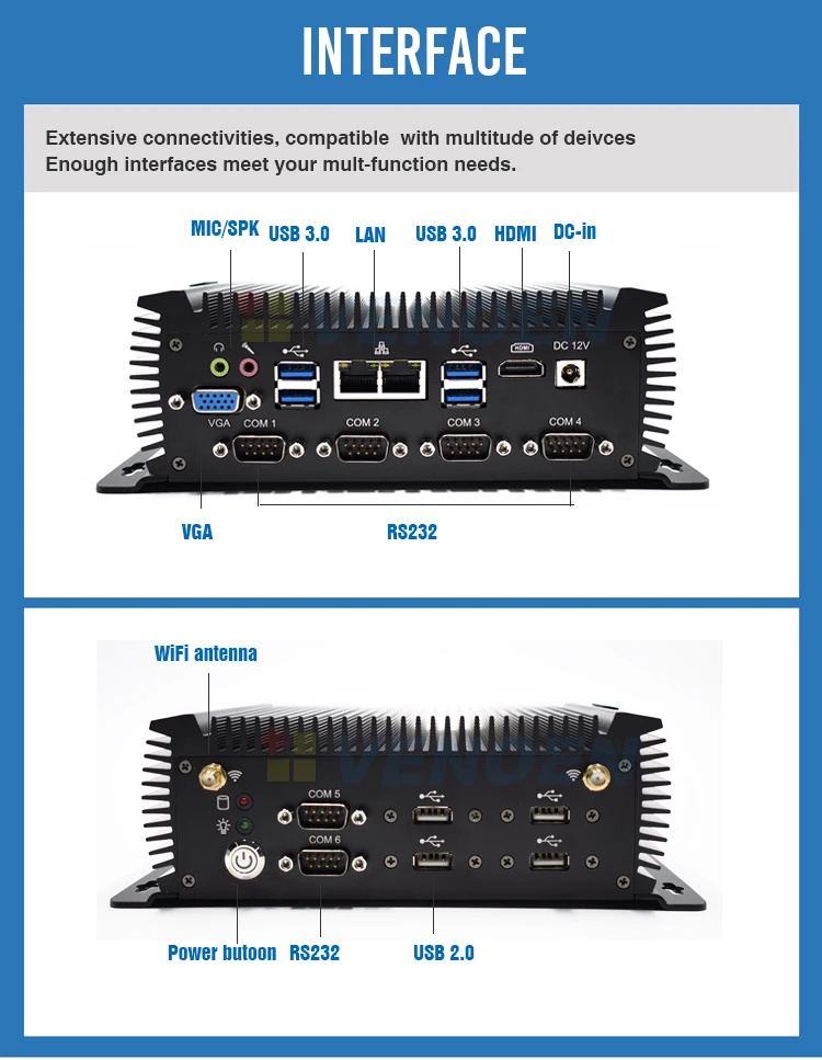 Промышленный мини-ПК без вентилятора Core i7 7500U RS422/485 COM GPIO Intel core i5 8250U 8350U DDR4 ram 2 intel lan компьютер i5 7200U