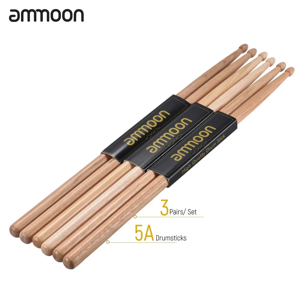 Высокое качество ammoon 3 пары 5A деревянные Барабанные палочки орех деревянный барабан набор аксессуаров