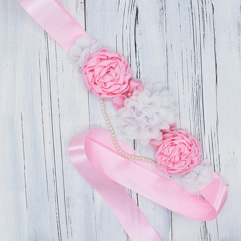 White and pink Мама беременная женщина реквизит для фотосессии Новорожденный цветок лента для волос детский реквизит для фотосессии аксессуары для волос для фотосессии - Цвет: White and pink