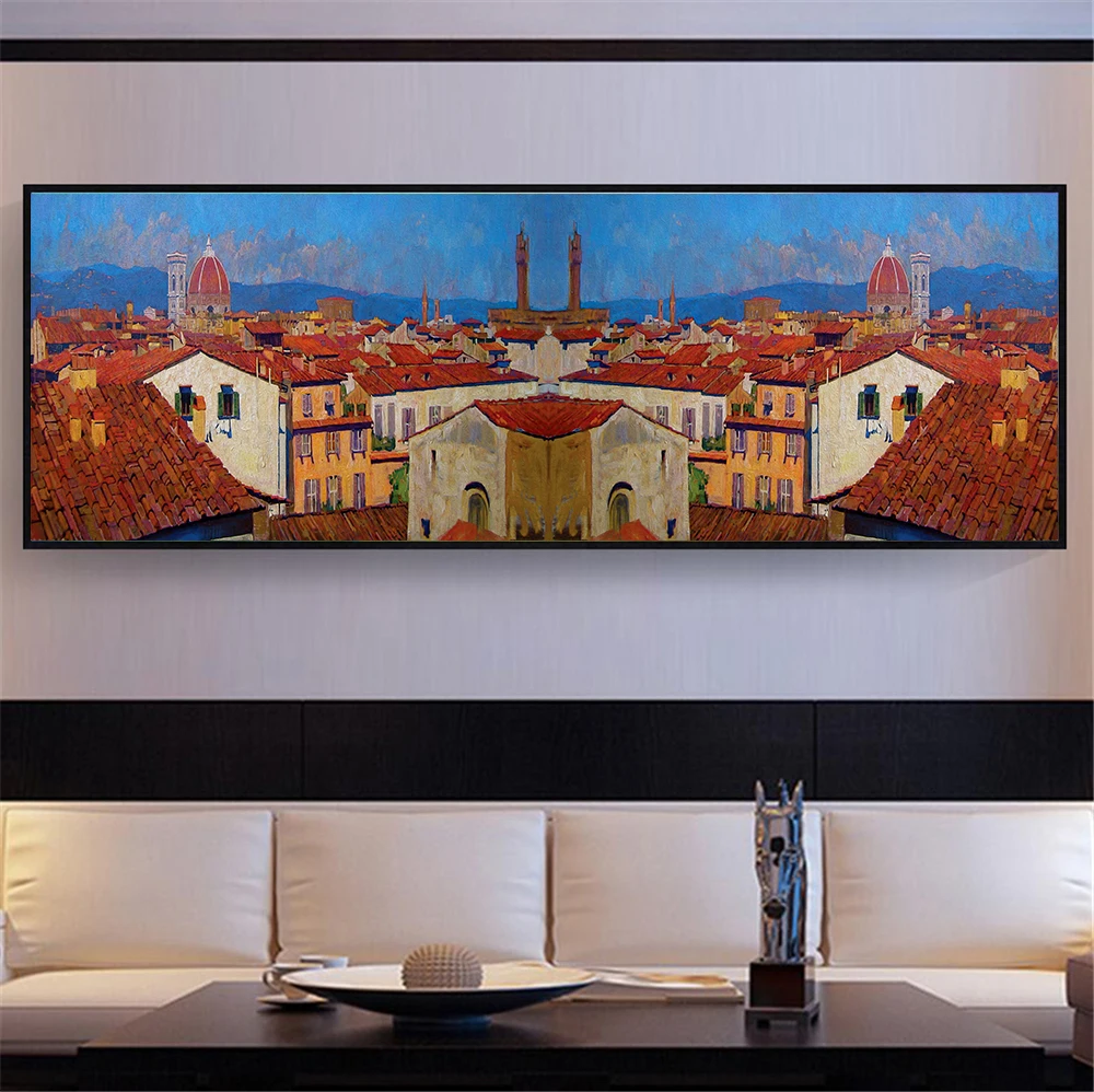 Abstract Oil Painting on Canvas Europe Buliding Town House Posters Prints Wall Pictures for Living Room Decoration Home Decor | Дом и сад